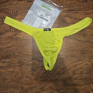 Neon yellow mens pouch thong
